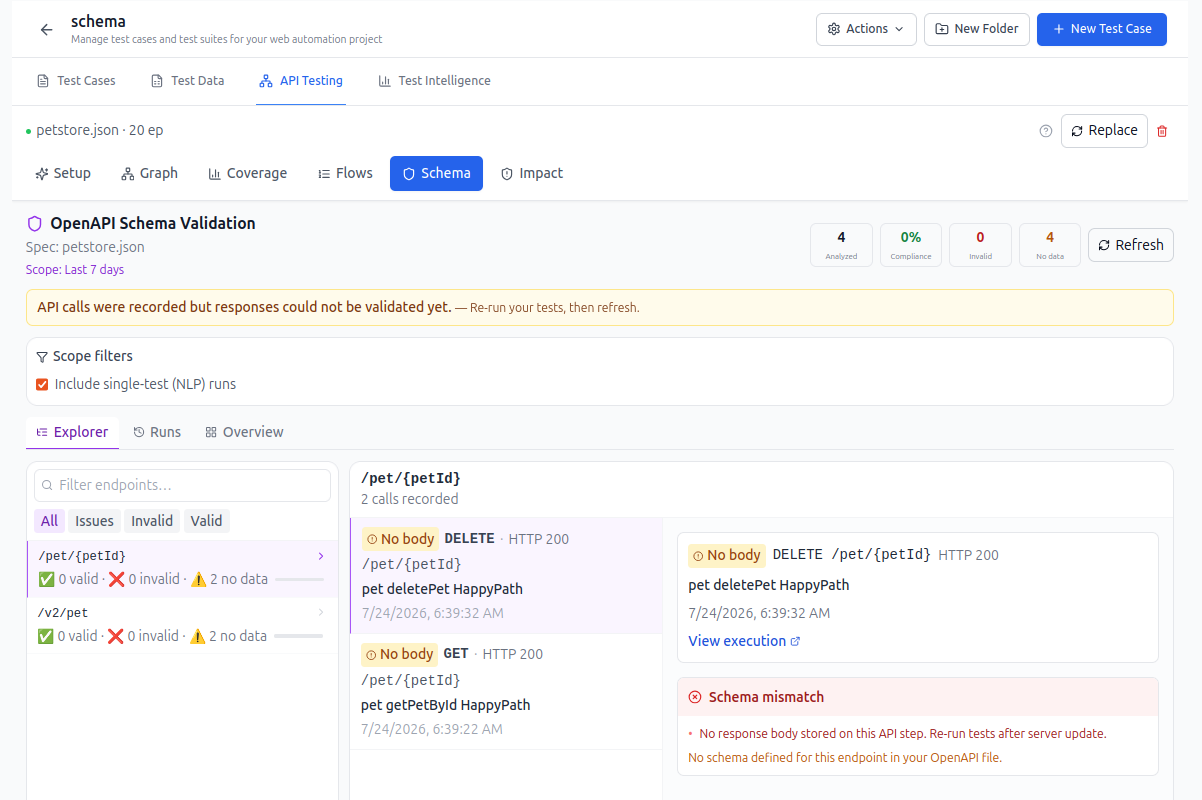 TestNeo API testing product screen